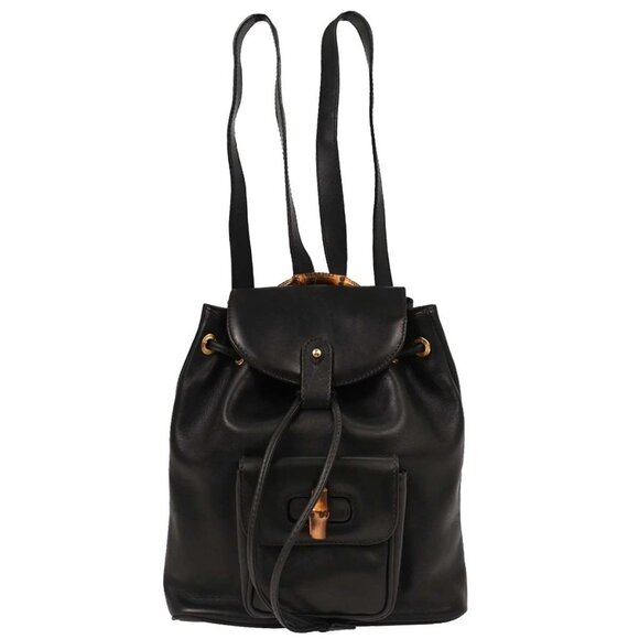 Gucci Black Bamboo Backpack - Picture 1 of 11